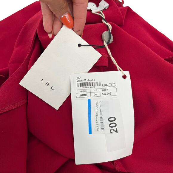 IRO Hilda Dress Wine Red Short Cutout Sleeve Drape Back Zip Size 2 NEW - Picture 11 of 12